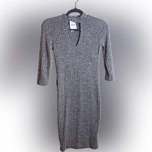 Gray cut out long sleeve dress
